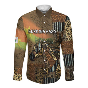 Personalized Burkina Faso Long Sleeve Button Shirt African Tribal Horse Patchwork Style - African Pride