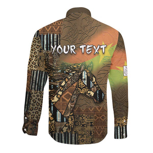 Personalized Burkina Faso Long Sleeve Button Shirt African Tribal Horse Patchwork Style - African Pride