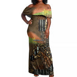 Personalized Burkina Faso Off Shoulder Maxi Dress African Tribal Horse Patchwork Style - African Pride
