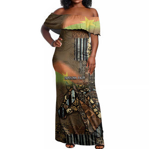 Personalized Burkina Faso Off Shoulder Maxi Dress African Tribal Horse Patchwork Style - African Pride
