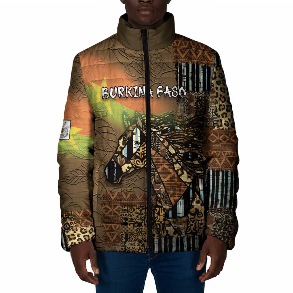 Personalized Burkina Faso Padded Jacket African Tribal Horse Patchwork Style - African Pride