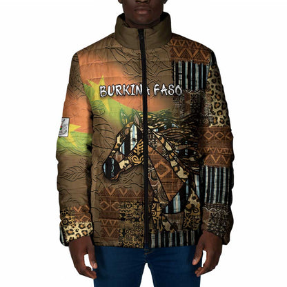 Personalized Burkina Faso Padded Jacket African Tribal Horse Patchwork Style - African Pride