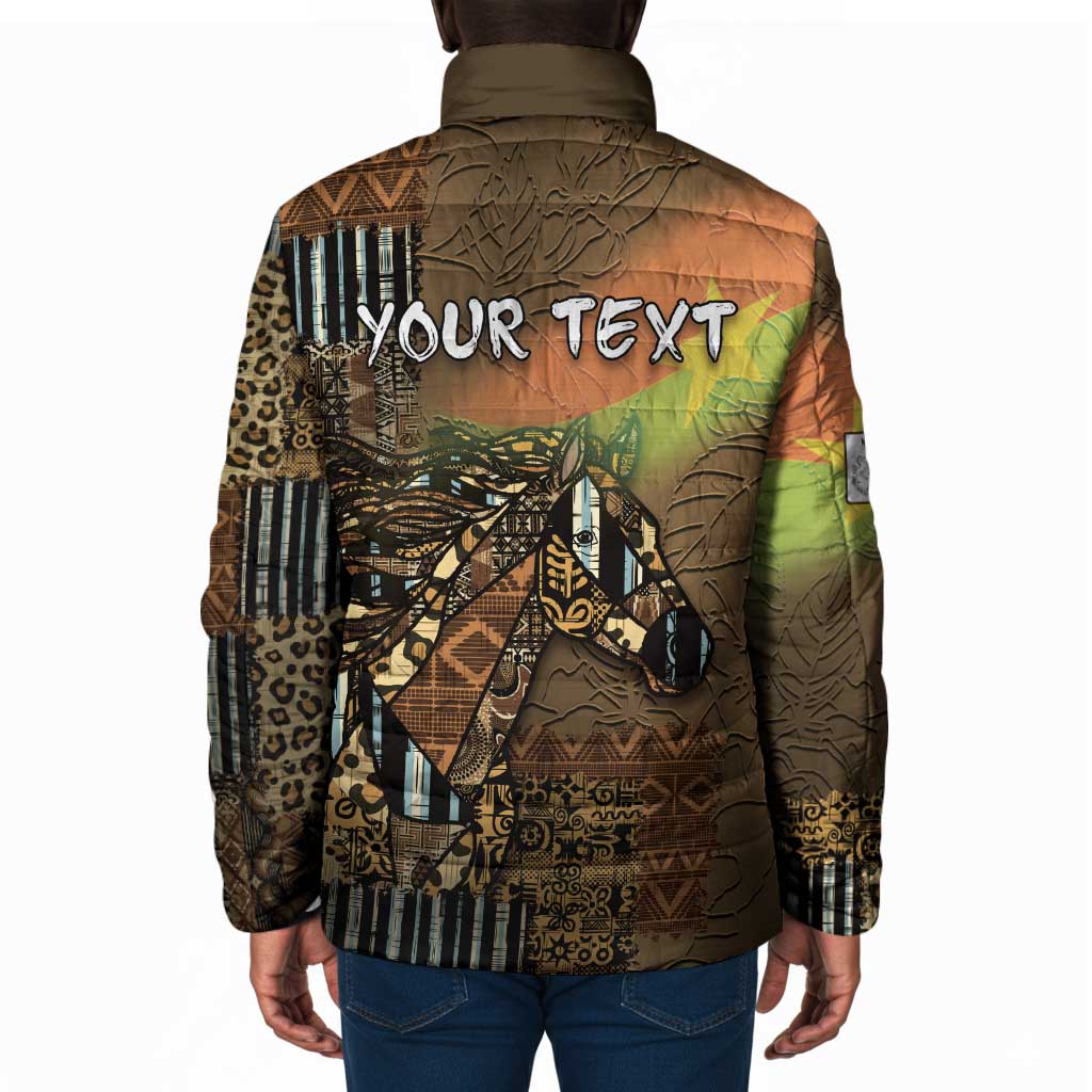 Personalized Burkina Faso Padded Jacket African Tribal Horse Patchwork Style - African Pride