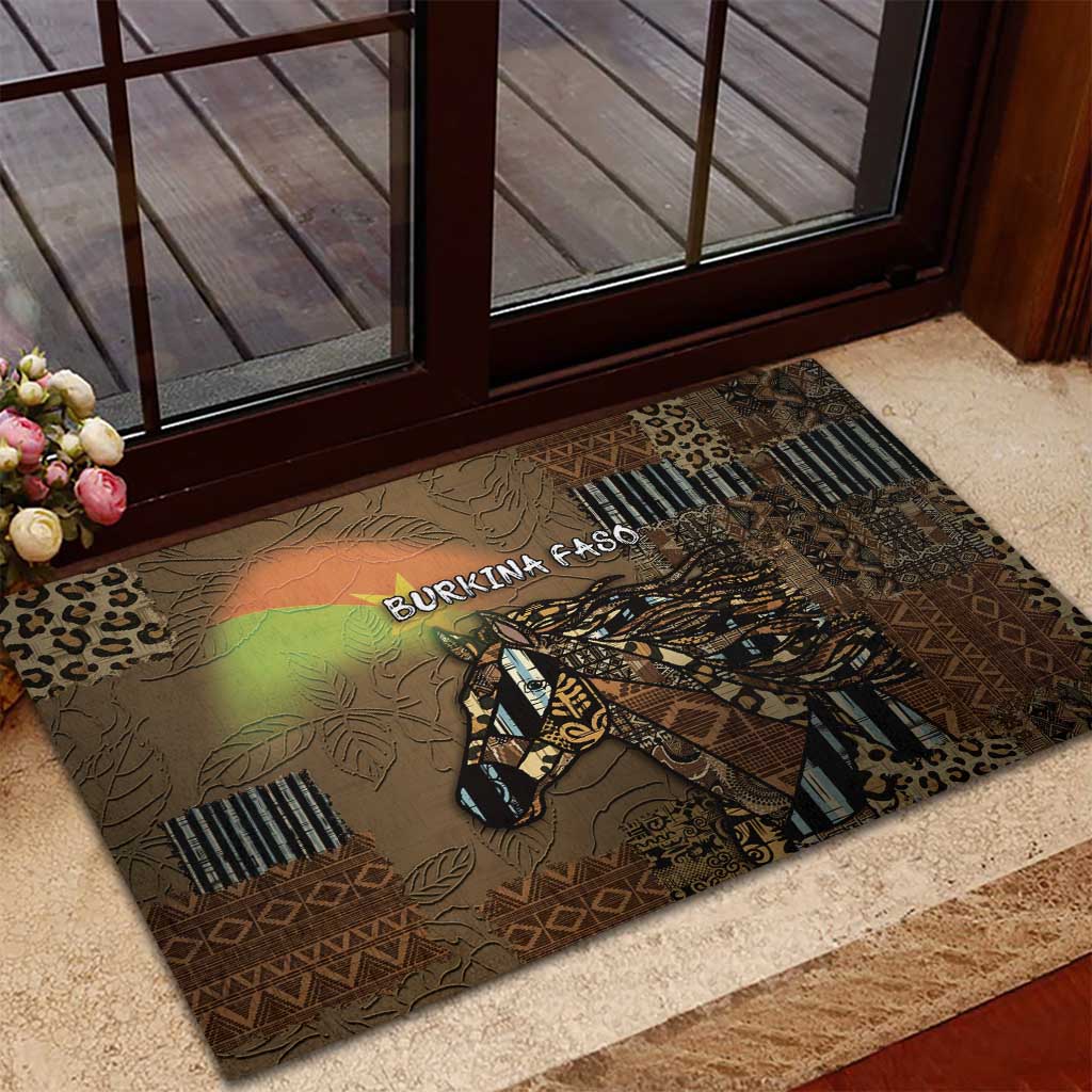 Burkina Faso Rubber Doormat African Tribal Horse Patchwork Style - African Pride