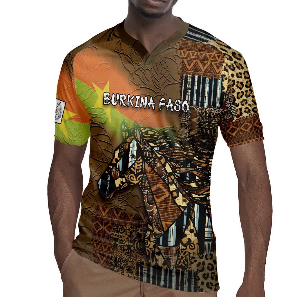 Personalized Burkina Faso Rugby Jersey African Tribal Horse Patchwork Style - African Pride