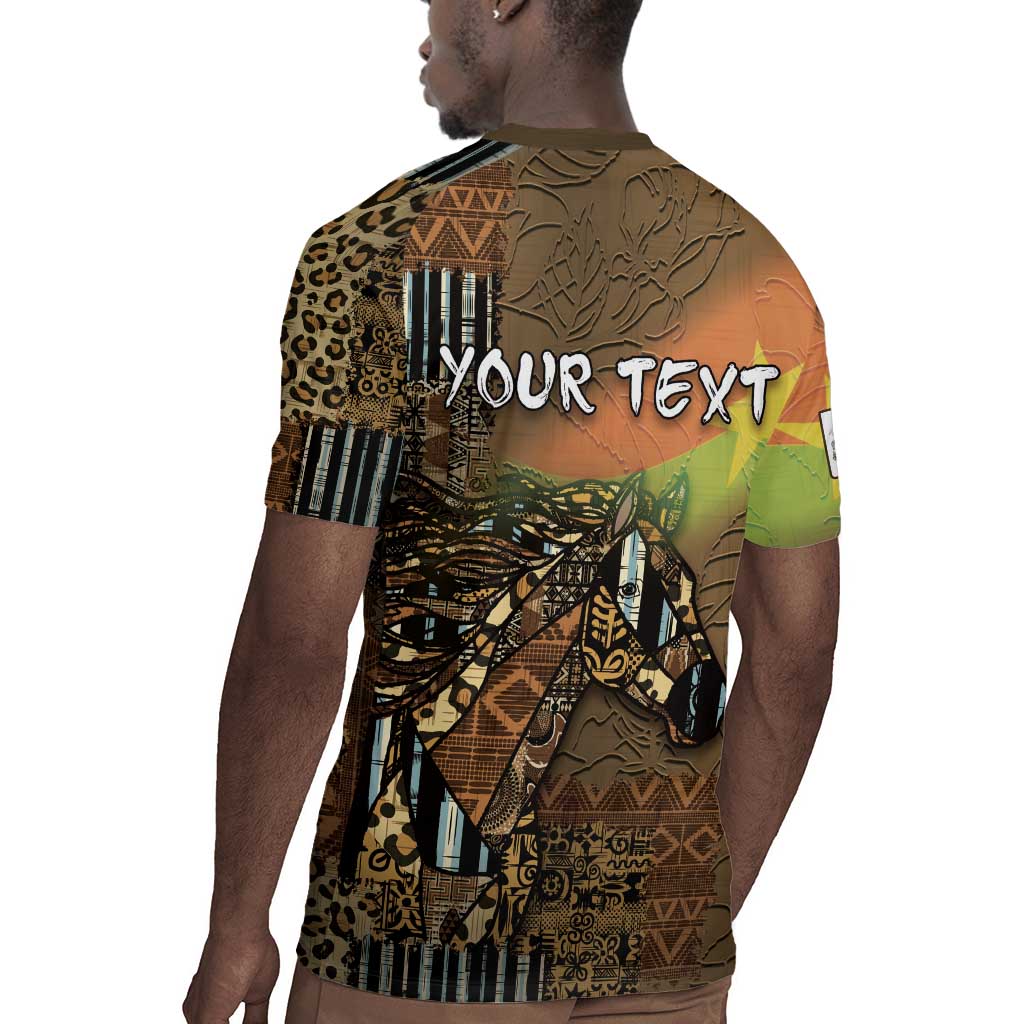Personalized Burkina Faso Rugby Jersey African Tribal Horse Patchwork Style - African Pride