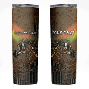 Personalized Burkina Faso Skinny Tumbler African Tribal Horse Patchwork Style - African Pride
