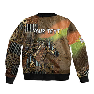 Personalized Burkina Faso Sleeve Zip Bomber Jacket African Tribal Horse Patchwork Style - African Pride