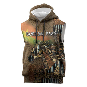 Personalized Burkina Faso Sleeveless Hoodie African Tribal Horse Patchwork Style - African Pride