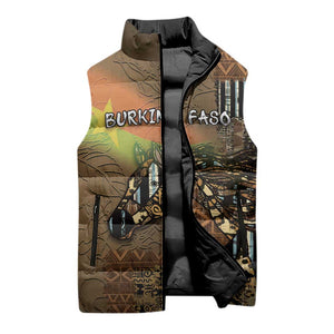Personalized Burkina Faso Sleeveless Puffer Jacket African Tribal Horse Patchwork Style - African Pride