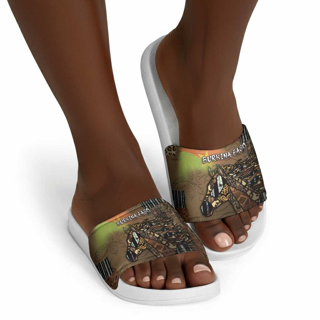 Burkina Faso Slide Sandals African Tribal Horse Patchwork Style - African Pride