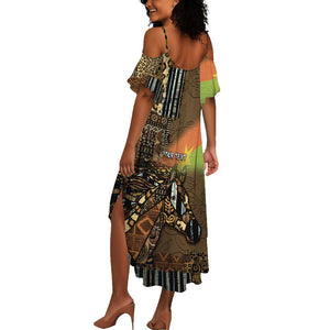 Personalized Burkina Faso Summer Maxi Dress African Tribal Horse Patchwork Style - African Pride