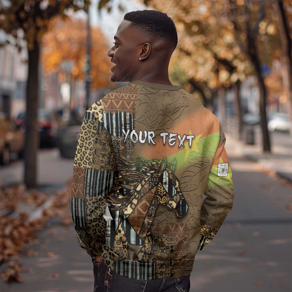 Personalized Burkina Faso Sweatshirt African Tribal Horse Patchwork Style - African Pride
