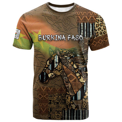 Personalized Burkina Faso T shirt African Tribal Horse Patchwork Style - African Pride