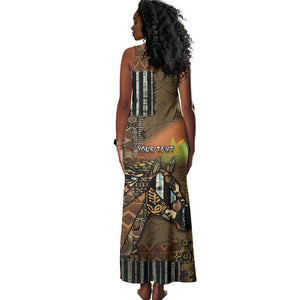 Personalized Burkina Faso Tank Maxi Dress African Tribal Horse Patchwork Style - African Pride