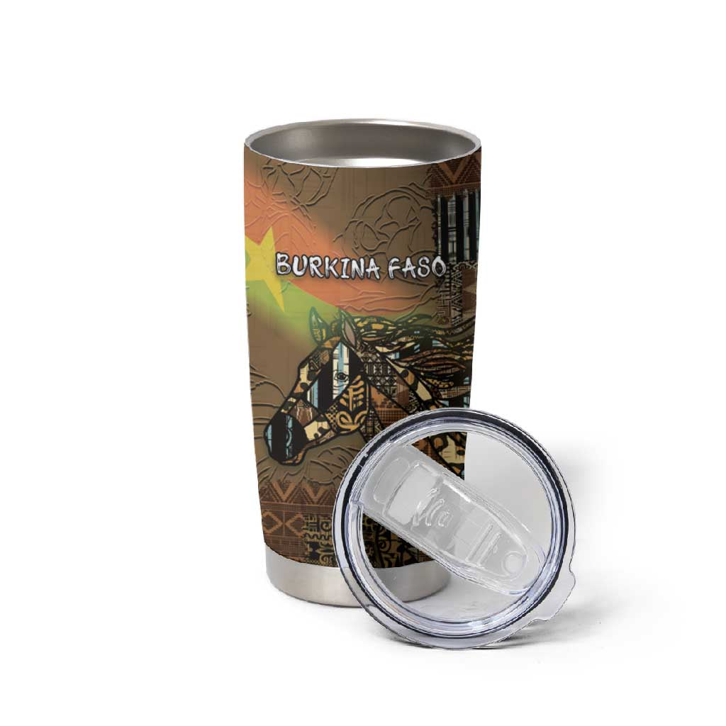 Personalized Burkina Faso Tumbler Cup African Tribal Horse Patchwork Style - African Pride