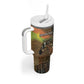 Personalized Burkina Faso Tumbler With Handle African Tribal Horse Patchwork Style - African Pride