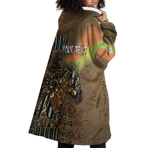 Personalized Burkina Faso Wearable Blanket Hoodie African Tribal Horse Patchwork Style - African Pride