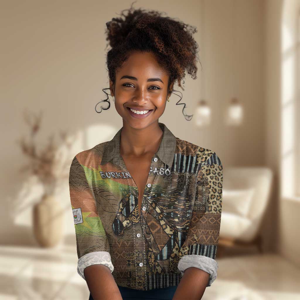 Personalized Burkina Faso Women Casual Shirt African Tribal Horse Patchwork Style - African Pride