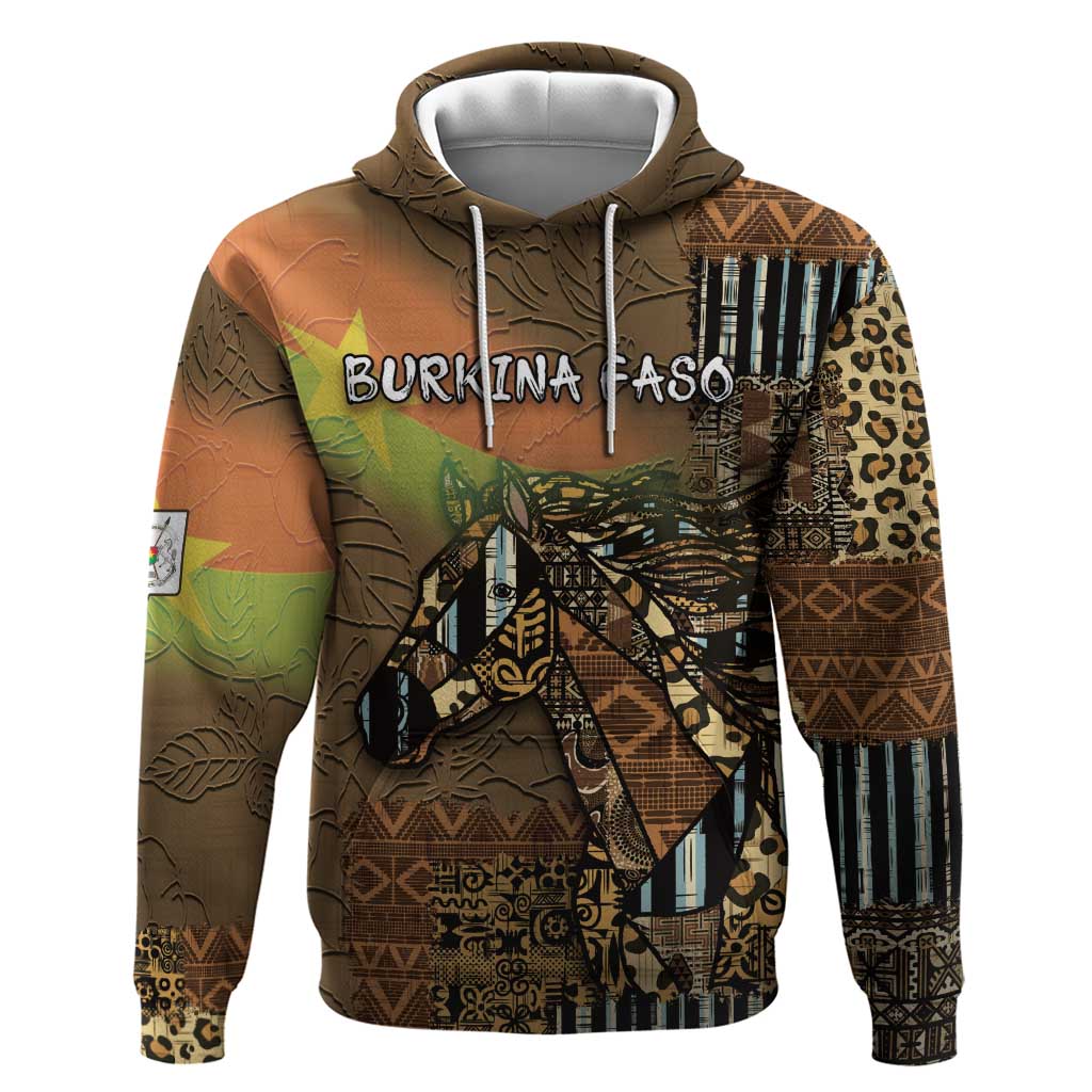 Personalized Burkina Faso Zip Hoodie African Tribal Horse Patchwork Style - African Pride