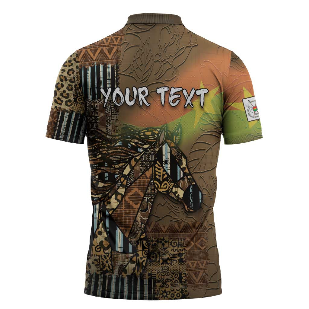 Personalized Burkina Faso Zipper Polo Shirt African Tribal Horse Patchwork Style - African Pride