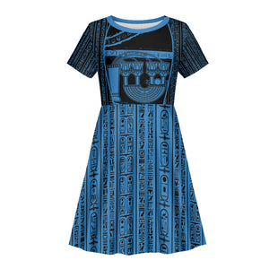 Egypt Menat Kid Short Sleeve Dress Ancient Mythology Goddess Hathor Necklace