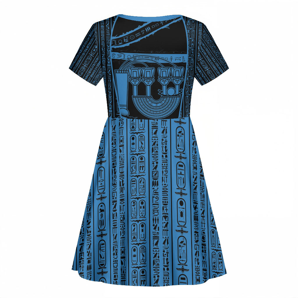 Egypt Menat Kid Short Sleeve Dress Ancient Mythology Goddess Hathor Necklace