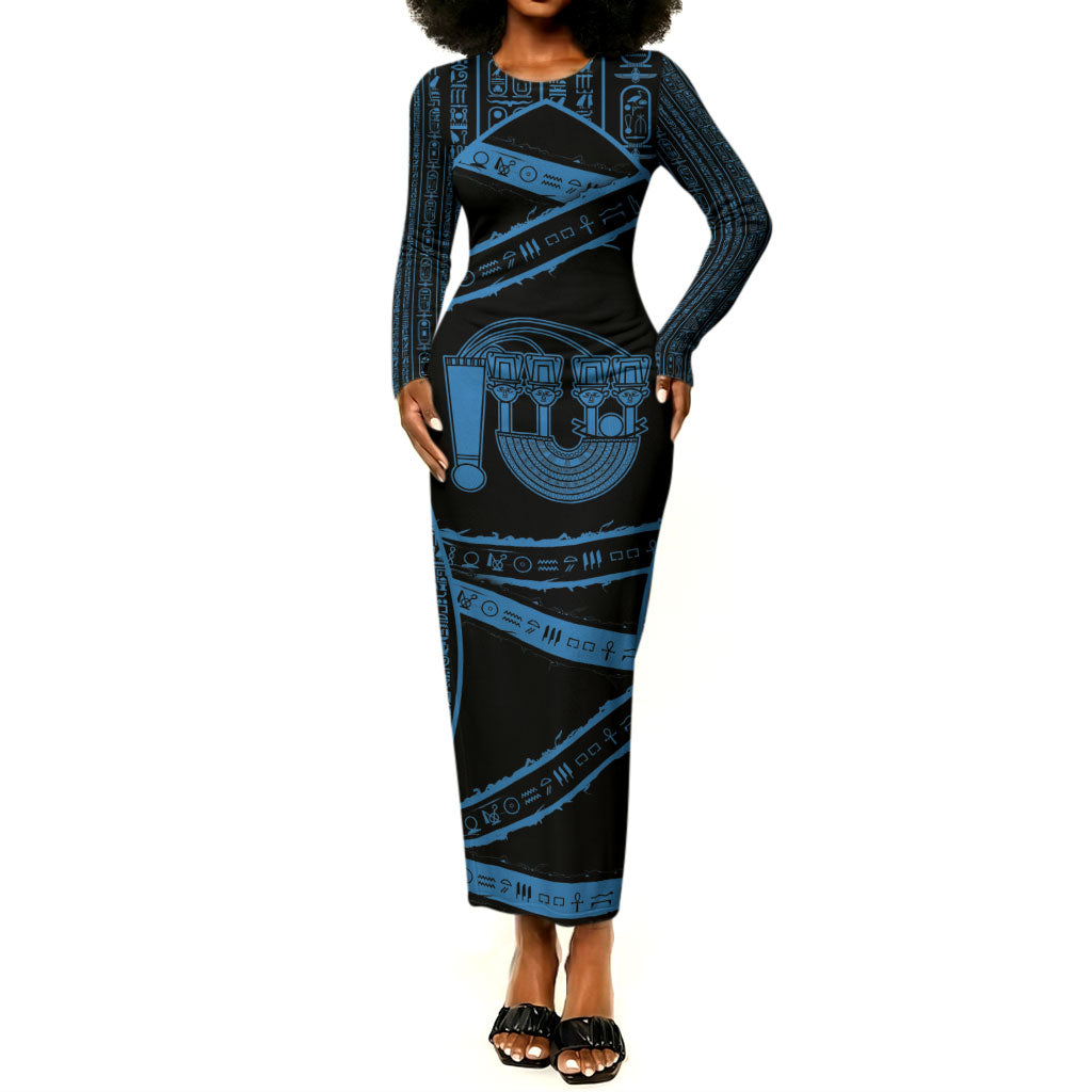 Egypt Menat Long Sleeve Bodycon Dress Ancient Mythology Goddess Hathor Necklace