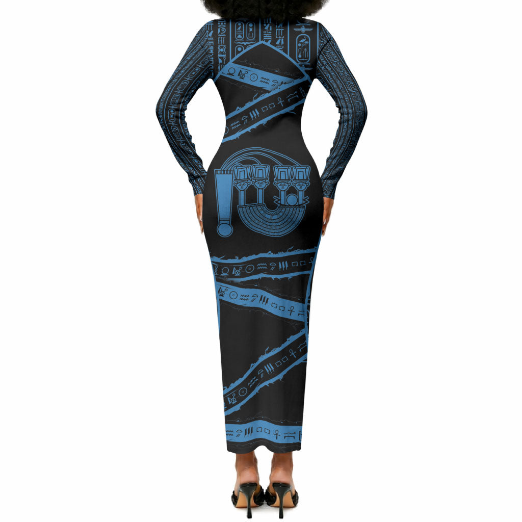 Egypt Menat Long Sleeve Bodycon Dress Ancient Mythology Goddess Hathor Necklace