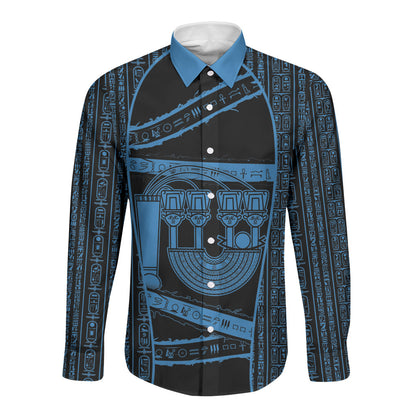 Egypt Menat Long Sleeve Button Shirt Ancient Mythology Goddess Hathor Necklace