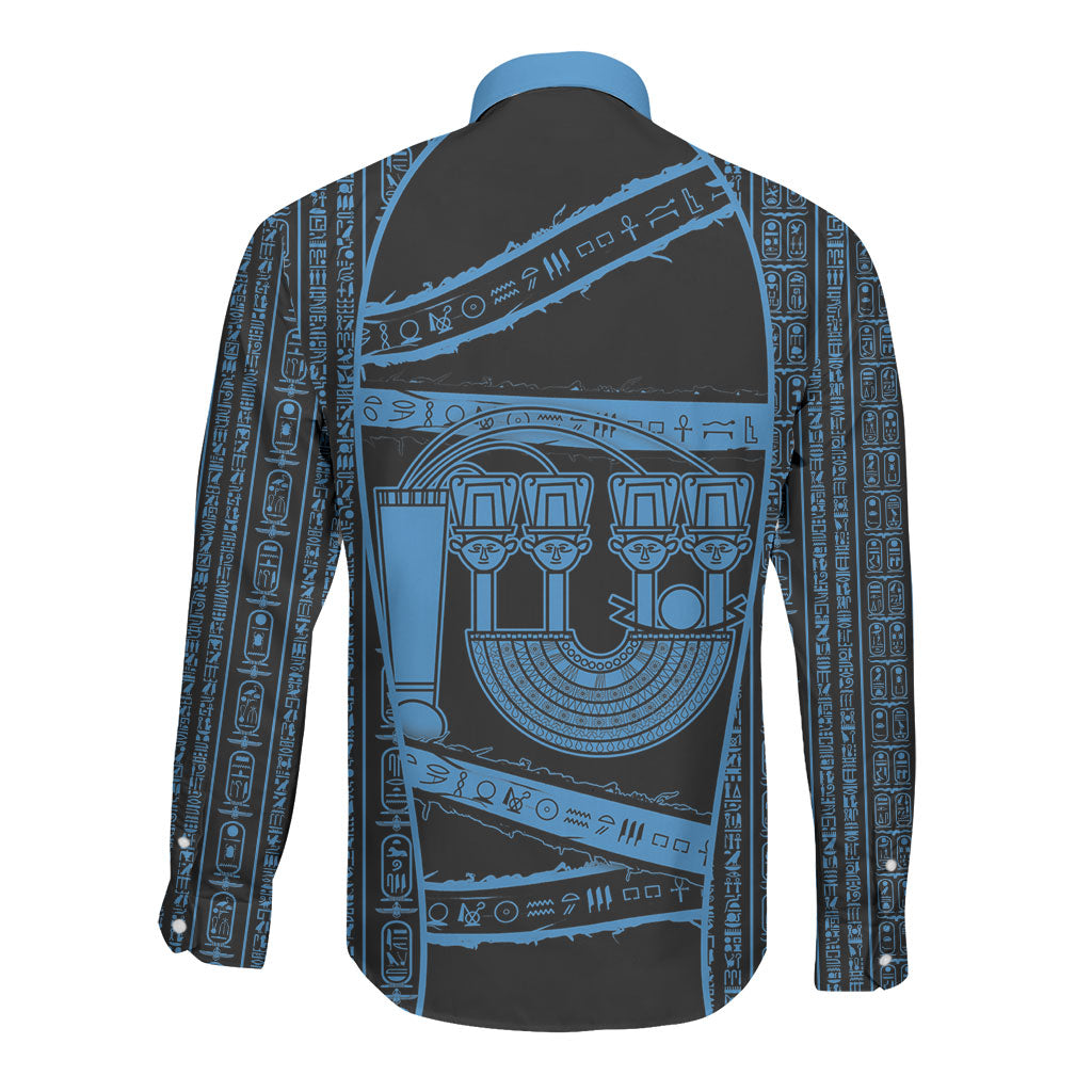 Egypt Menat Long Sleeve Button Shirt Ancient Mythology Goddess Hathor Necklace