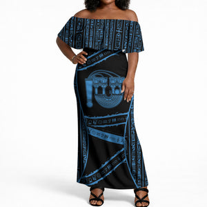 Egypt Menat Off Shoulder Maxi Dress Ancient Mythology Goddess Hathor Necklace