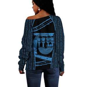 Egypt Menat Off Shoulder Sweater Ancient Mythology Goddess Hathor Necklace