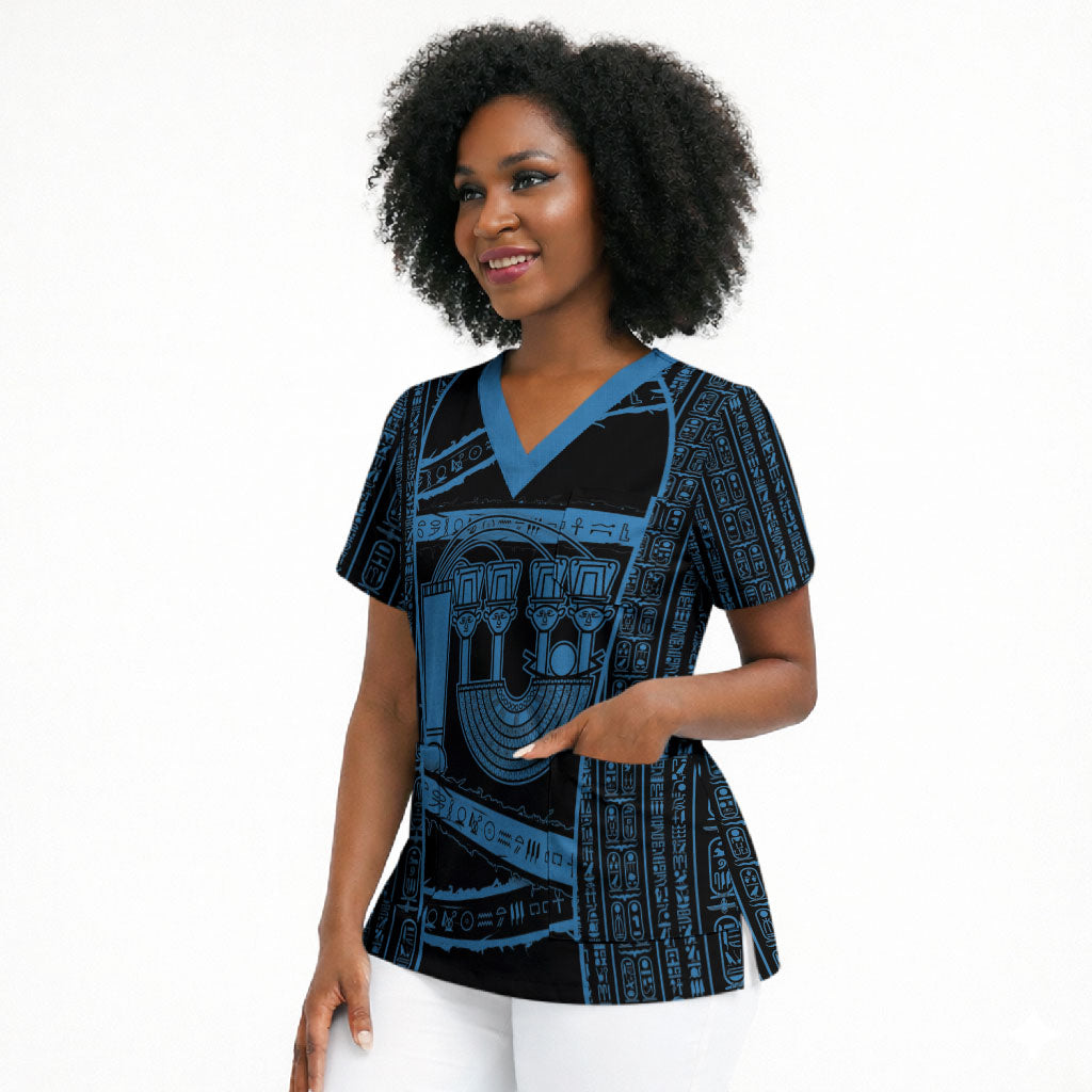Egypt Menat Scrub Top Ancient Mythology Goddess Hathor Necklace
