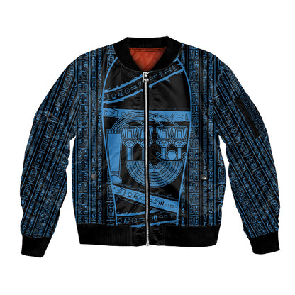 Egypt Menat Sleeve Zip Bomber Jacket Ancient Mythology Goddess Hathor Necklace