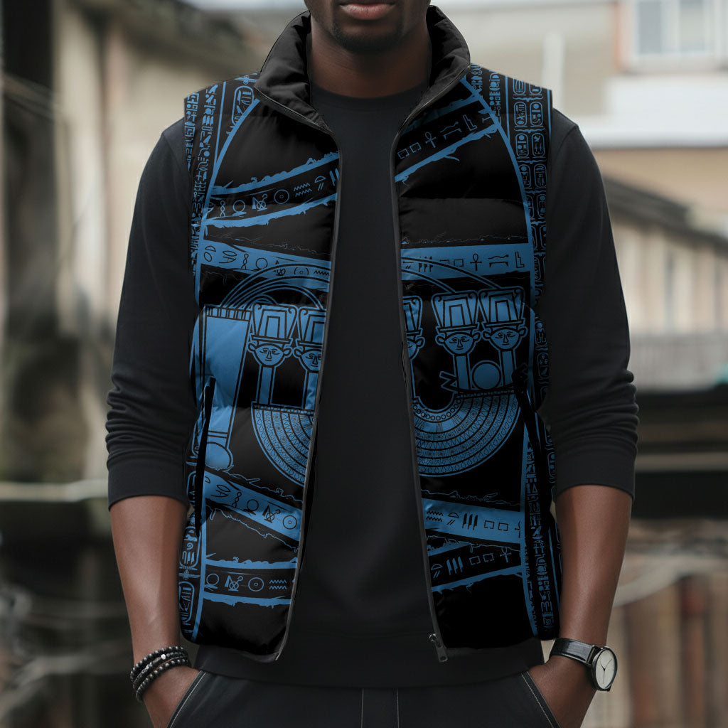 Egypt Menat Sleeveless Puffer Jacket Ancient Mythology Goddess Hathor Necklace