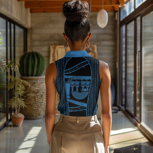 Egypt Menat Women Sleeveless Polo Shirt Ancient Mythology Goddess Hathor Necklace