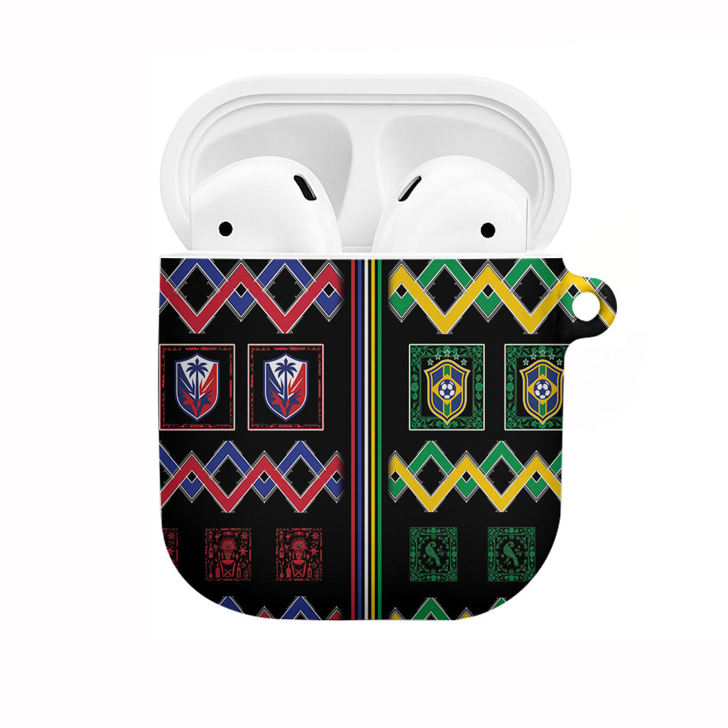 Brazil And Haiti Football AirPods Case Mix Brazilian Haitian Roots