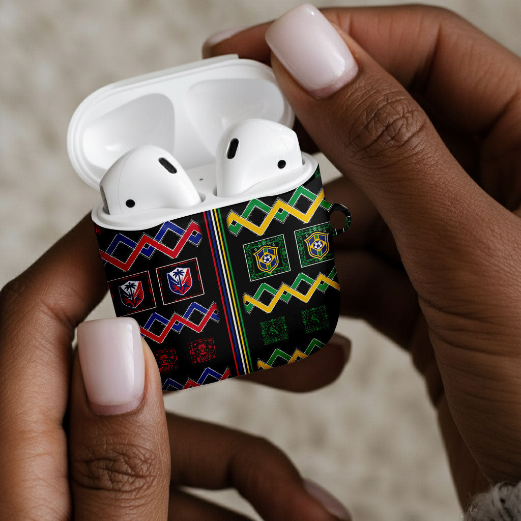 Brazil And Haiti Football AirPods Case Mix Brazilian Haitian Roots