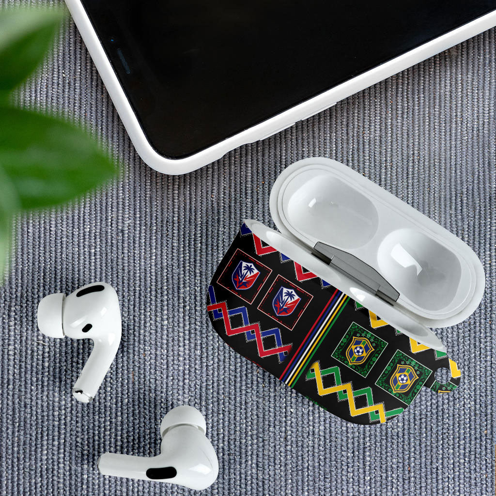 Brazil And Haiti Football AirPods Case Mix Brazilian Haitian Roots