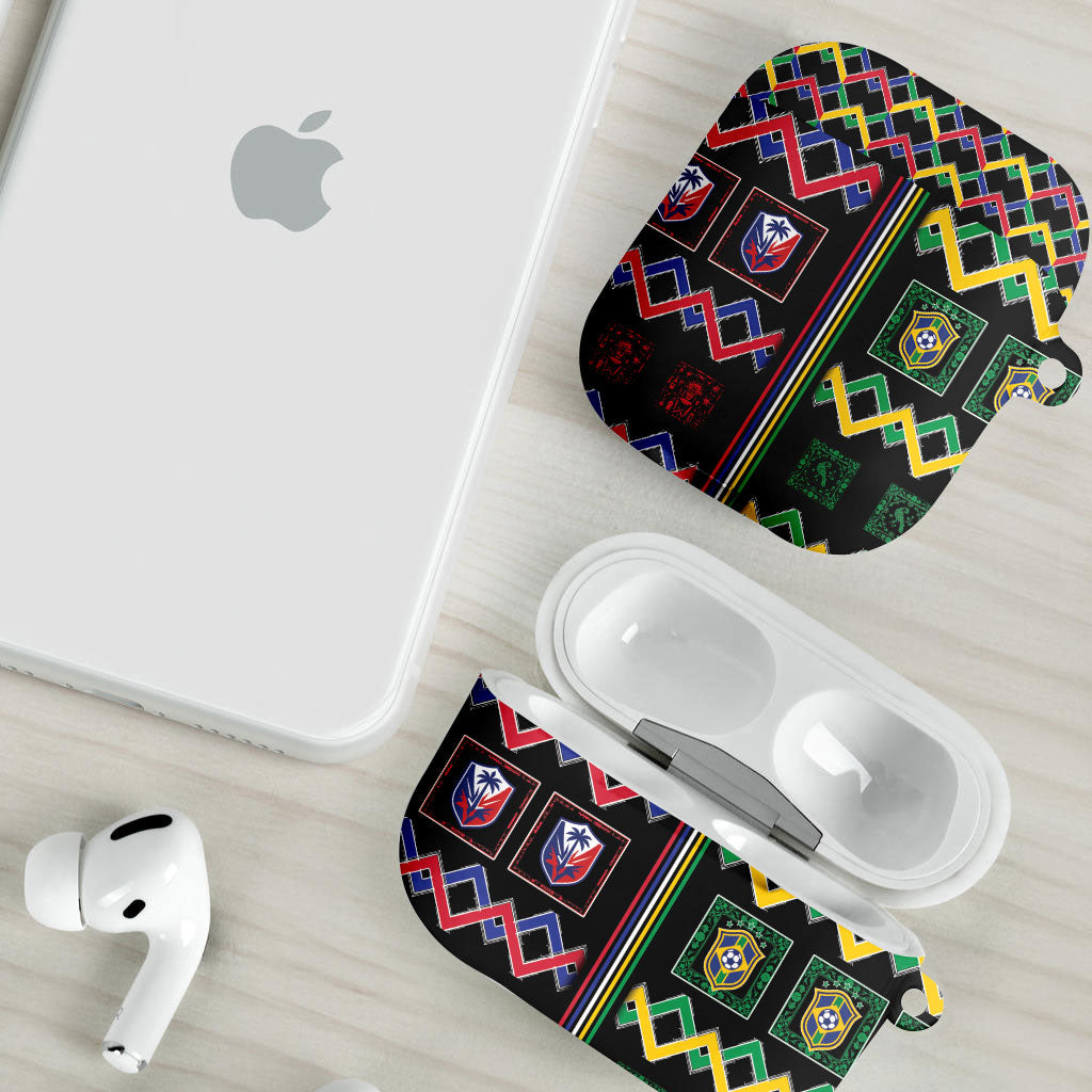 Brazil And Haiti Football AirPods Case Mix Brazilian Haitian Roots