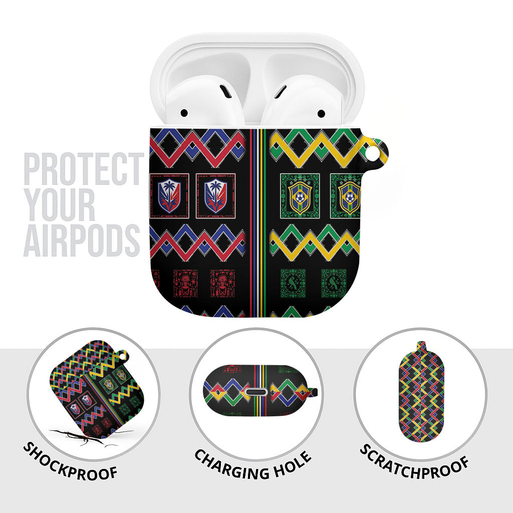 Brazil And Haiti Football AirPods Case Mix Brazilian Haitian Roots