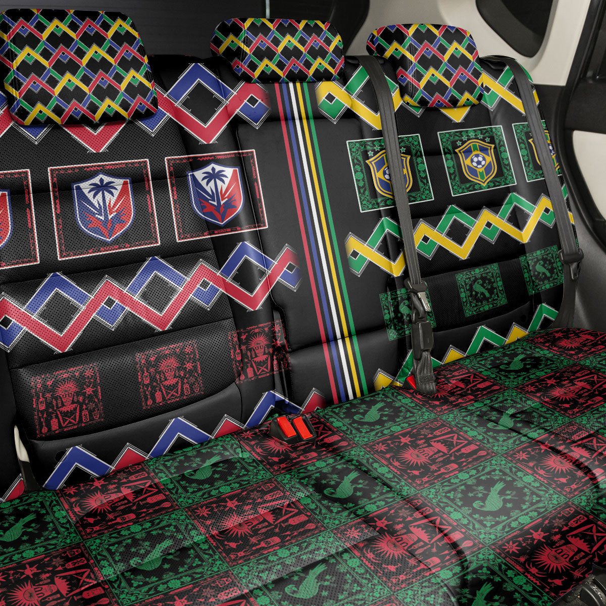 Brazil And Haiti Football Back Car Seat Cover Mix Brazilian Haitian Roots
