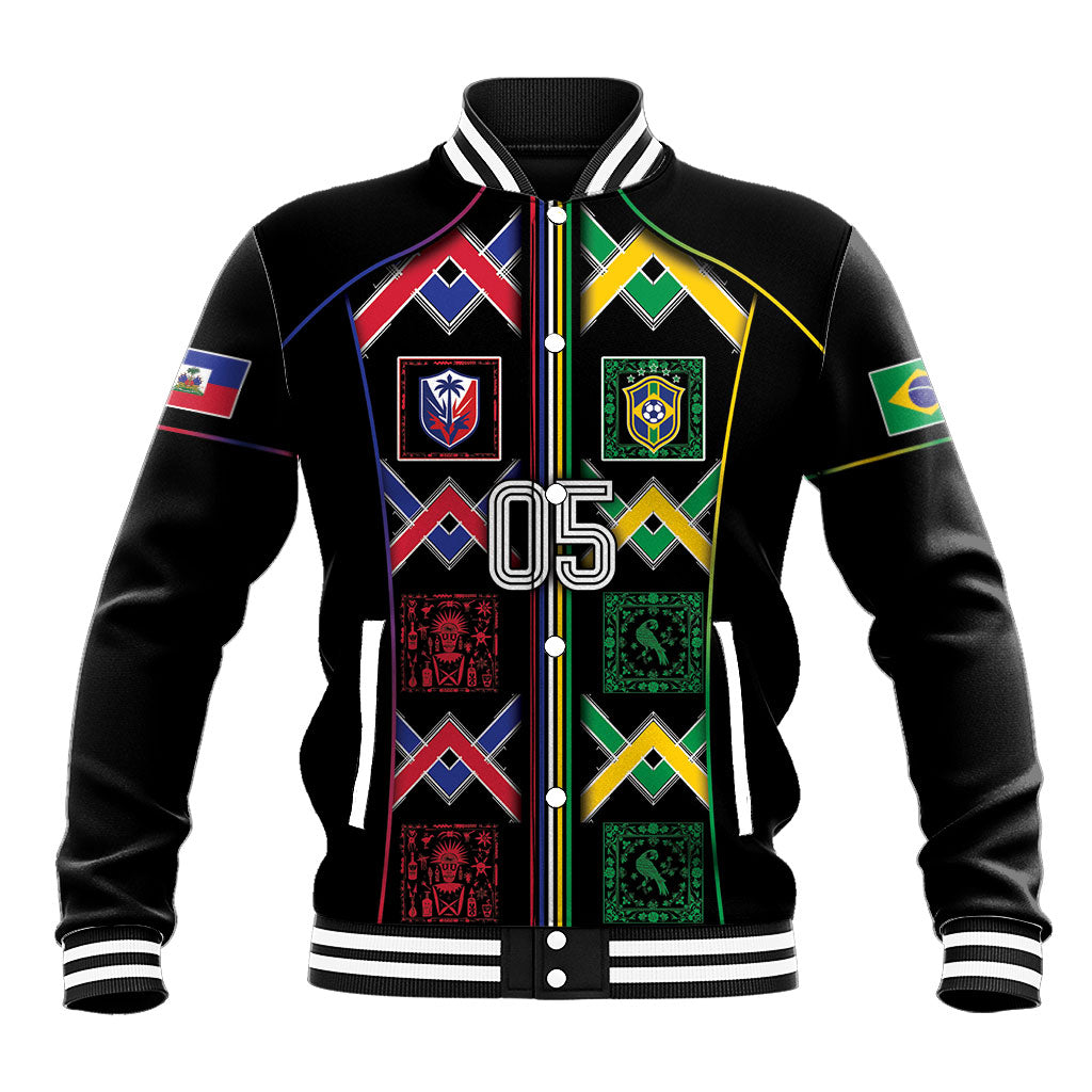 Custom Brazil And Haiti Football Baseball Jacket Mix Brazilian Haitian Roots