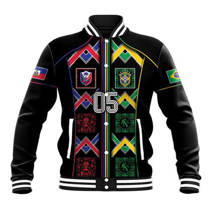 Custom Brazil And Haiti Football Baseball Jacket Mix Brazilian Haitian Roots
