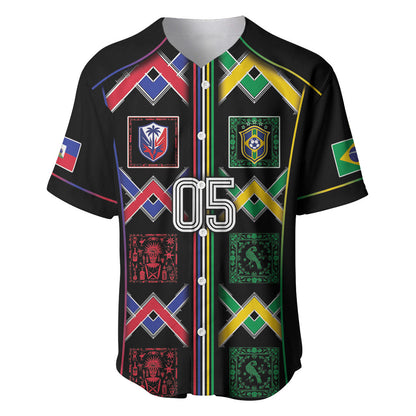 Custom Brazil And Haiti Football Baseball Jersey Mix Brazilian Haitian Roots