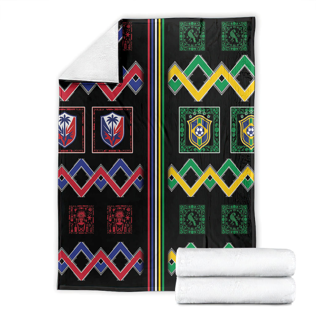 Brazil And Haiti Football Blanket Mix Brazilian Haitian Roots