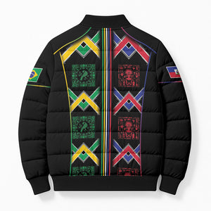 Custom Brazil And Haiti Football Bomber Puffer Jacket Mix Brazilian Haitian Roots