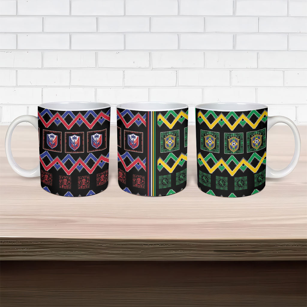 Brazil And Haiti Football Ceramic Mug Mix Brazilian Haitian Roots