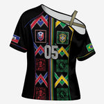 Custom Brazil And Haiti Football Cross Shoulder Shirt Mix Brazilian Haitian Roots
